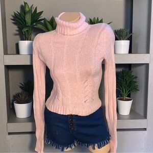 Vintage Express angora wool turtleneck minimalist feminine sweater pink small